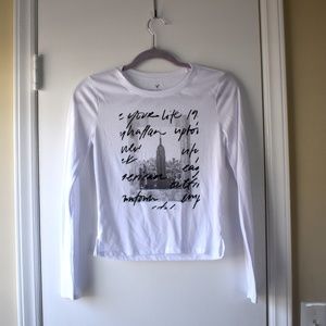 Aerie white long sleeve graphic t-shirt